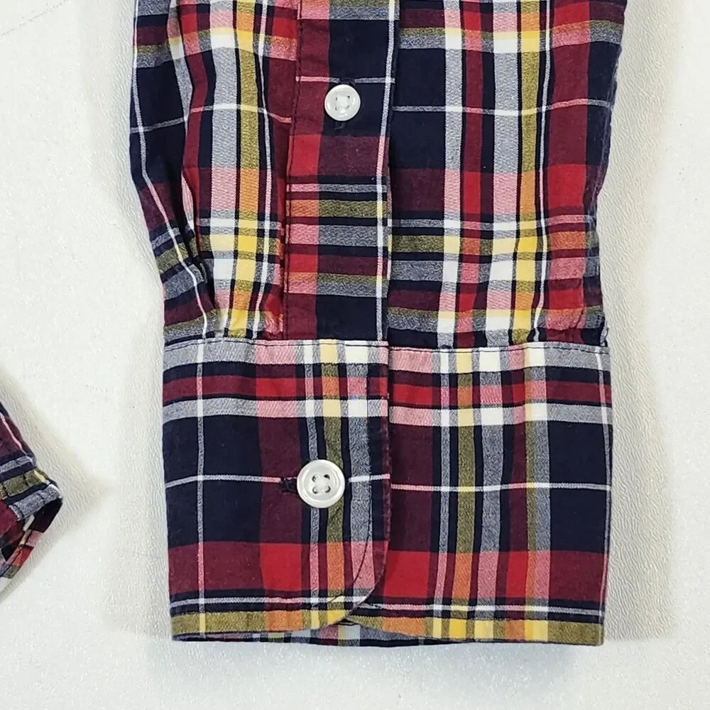 J Crew Mens Large Shirt Button Down Up Classic Flex Washed Plaid Long Sleeve